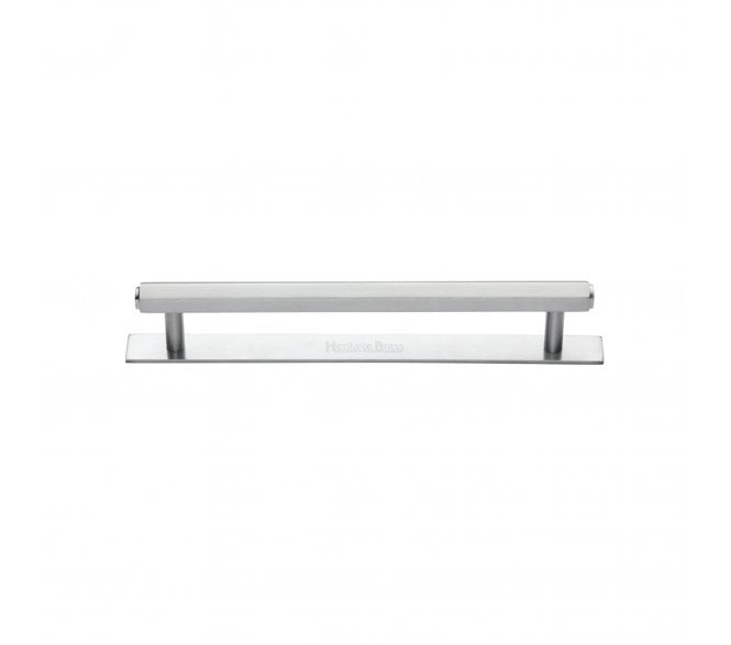 Heritage Brass PL4422 Hexagonal Cabinet Pull Handles On Backplate - Satin Chrome