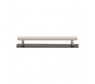 Heritage Brass PL4422 Hexagonal Cabinet Pull Handles On Backplate - Satin Nickel On Matt Bronze Plate
