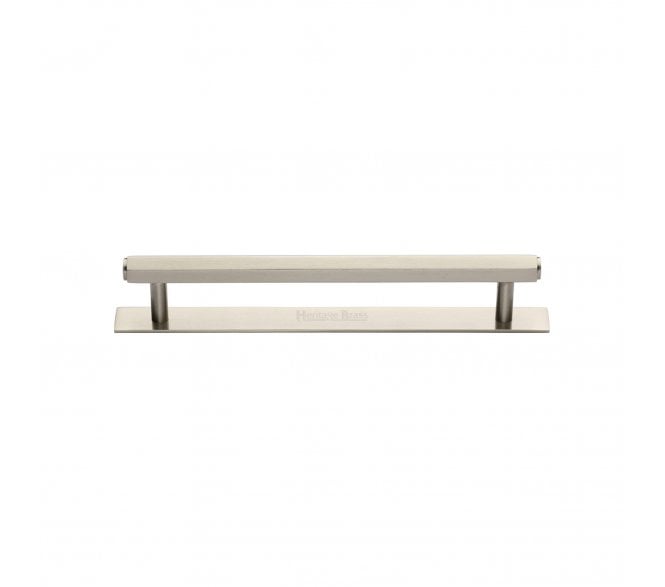 Heritage Brass PL4422 Hexagonal Cabinet Pull Handles On Backplate - Satin Nickel