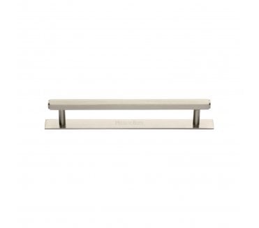 Heritage Brass PL4422 Hexagonal Cabinet Pull Handles On Backplate - Satin Nickel