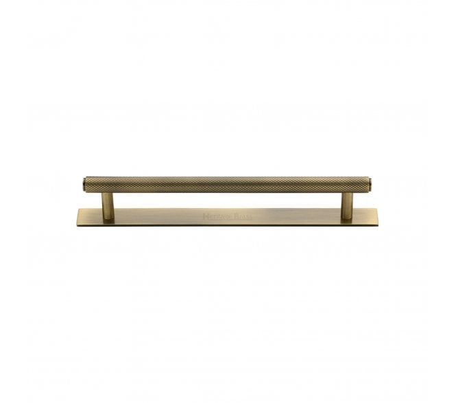 Heritage Brass PL4458 Knurled Cabinet Pull Handles On Backplate - Antique Brass