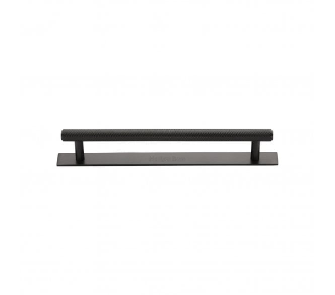 Heritage Brass PL4458 Knurled Cabinet Pull Handles On Backplate - Matt Bronze