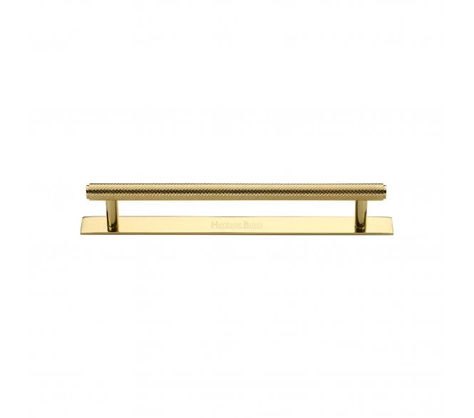 Heritage Brass PL4458 Knurled Cabinet Pull Handles On Backplate - Polished Brass