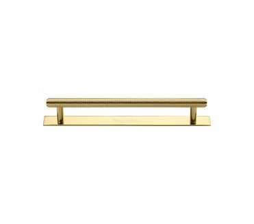 Heritage Brass PL4458 Knurled Cabinet Pull Handles On Backplate - Polished Brass