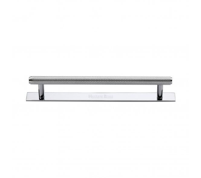 Heritage Brass PL4458 Knurled Cabinet Pull Handles On Backplate - Polished Chrome