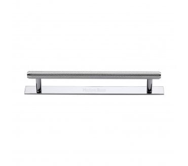 Heritage Brass PL4458 Knurled Cabinet Pull Handles On Backplate - Polished Chrome