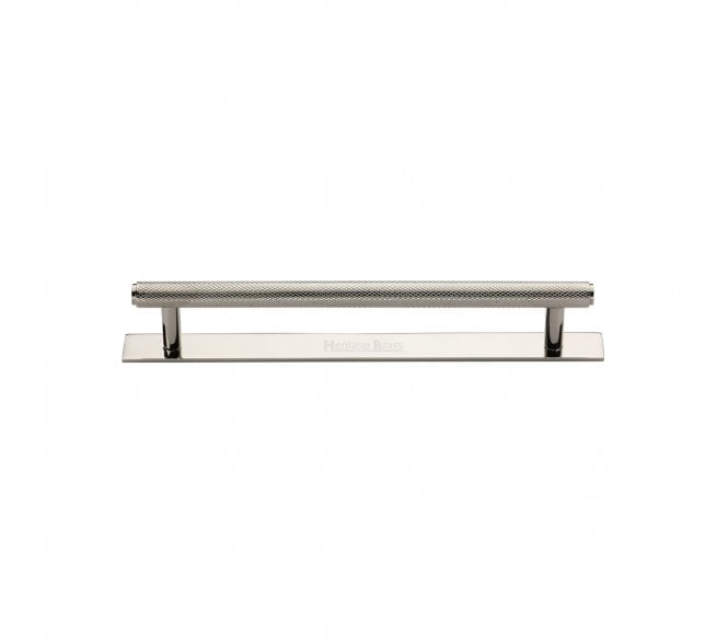 Heritage Brass PL4458 Knurled Cabinet Pull Handles On Backplate - Polished Nickel