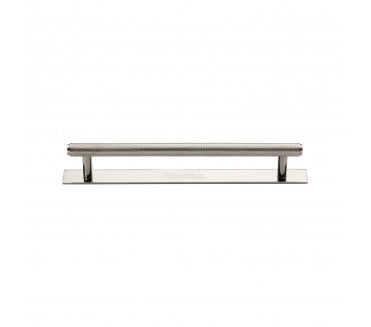 Heritage Brass PL4458 Knurled Cabinet Pull Handles On Backplate - Polished Nickel