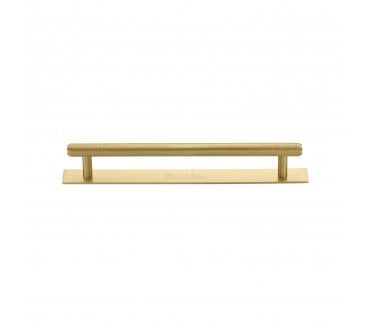 Heritage Brass PL4458 Knurled Cabinet Pull Handles On Backplate - Satin Brass