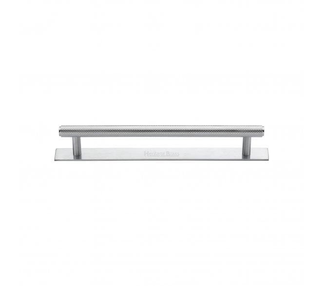 Heritage Brass PL4458 Knurled Cabinet Pull Handles On Backplate - Satin Chrome