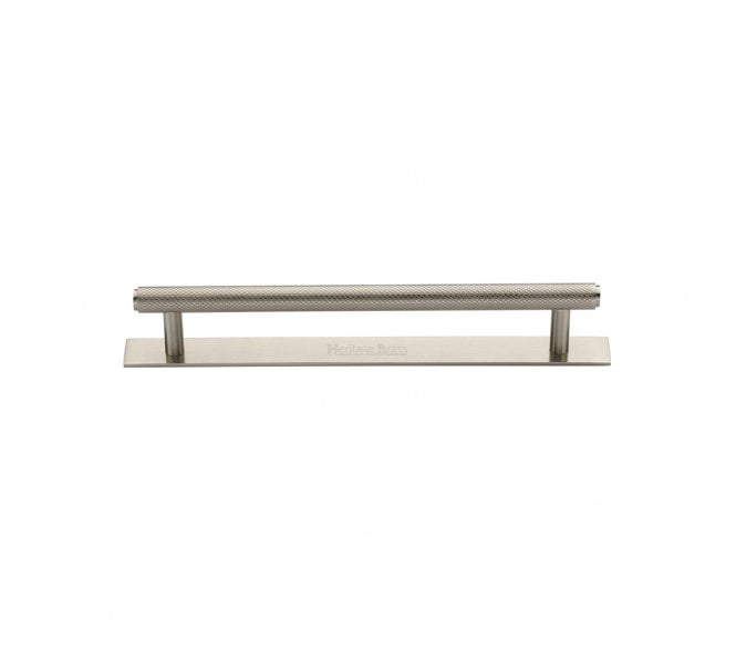 Heritage Brass PL4458 Knurled Cabinet Pull Handles On Backplate - Satin Nickel