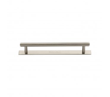 Heritage Brass PL4458 Knurled Cabinet Pull Handles On Backplate - Satin Nickel