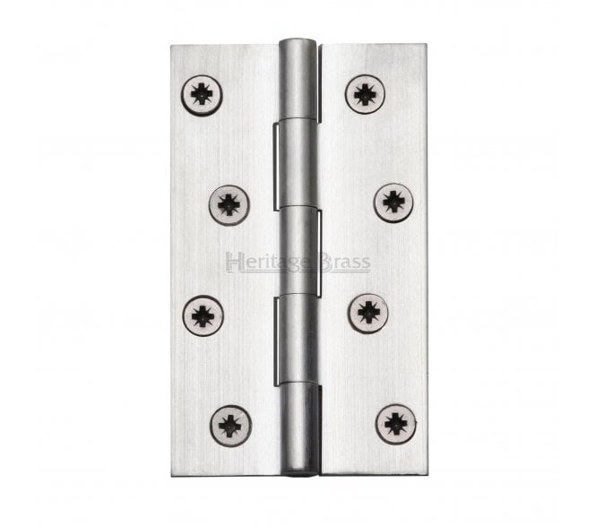 Heritage Brass Plain Butt Hinges 102x60mm - Satin Chrome (Pair)