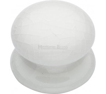 Heritage Brass Plain White Crackle Porcelain Cabinet Knobs