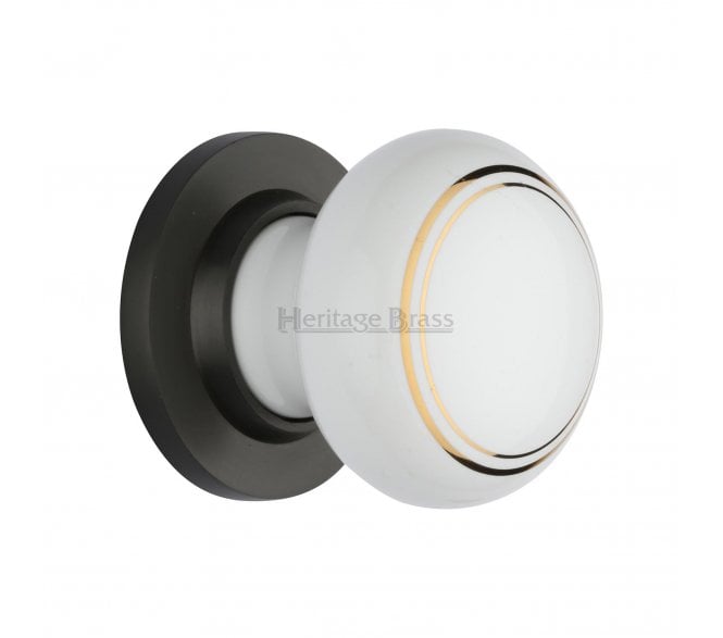 Heritage Brass Porcelain Gold Line Door Knobs - Matt Bronze