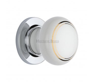 Heritage Brass Porcelain Gold Line Door Knobs - Polished Chrome