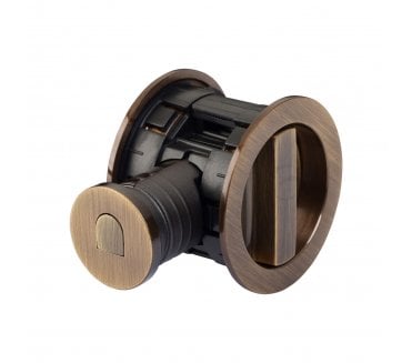 Heritage Brass RD2801 Tubular Sliding Pocket Door Bathroom Lock Set - Antique Brass