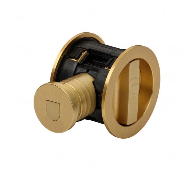 Heritage Brass RD2801 Tubular Sliding Pocket Door Bathroom Lock Set - Satin Brass