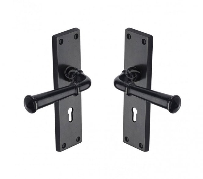 Heritage Brass RDB Ashfield Door Handles On Backplate - Rustic Dark Bronze