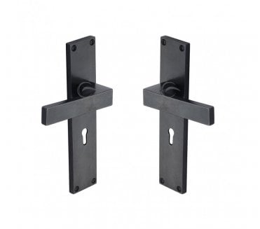 Heritage Brass RDB Cheswell Door Handles On Backplate - Rustic Dark Bronze