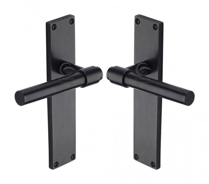Heritage Brass RDB Fountain Door Handles On Backplate - Rustic Dark Bronze
