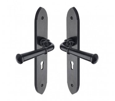 Heritage Brass RDB Hadley Door Handles On Backplate - Rustic Dark Bronze