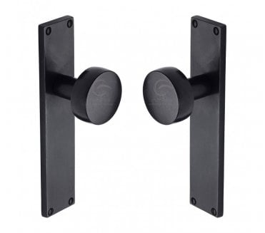Heritage Brass RDB Olympic Mortice Knobs On Backplate - Rustic Dark Bronze