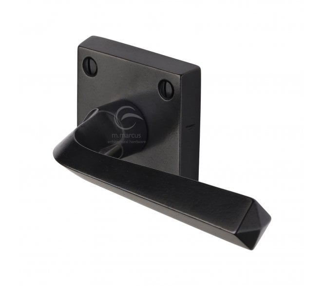 Heritage Brass RDB1953 Donnington Door Handles On Square Roses - Rustic Dark Bronze