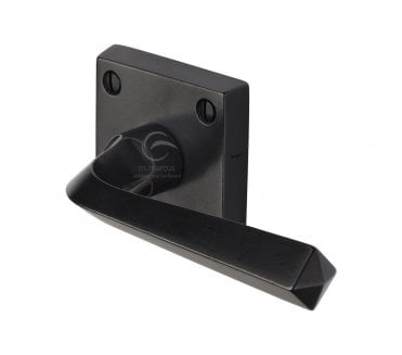 Heritage Brass RDB1953 Donnington Door Handles On Square Roses - Rustic Dark Bronze
