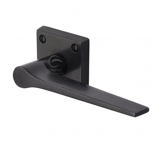 Heritage Brass RDB4189 Gio Door Handles On Square Roses - Rustic Dark Bronze