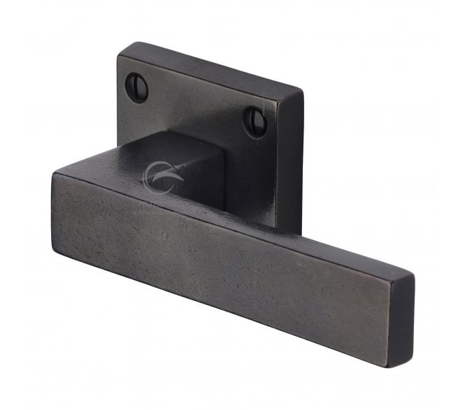 Heritage Brass RDB5410 Hanwood Door Handles On Square Roses - Rustic Dark Bronze