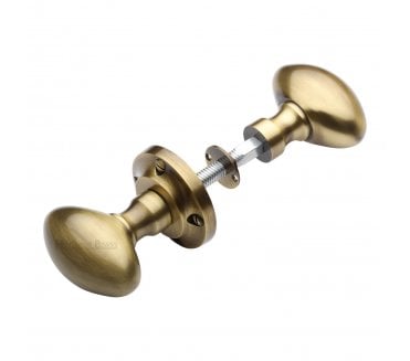 Heritage Brass RIM-V960 Suffolk Oval Rim Knob Set - Antique Brass