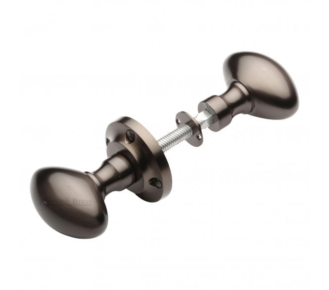 Heritage Brass RIM-V960 Suffolk Oval Rim Knob Set - Matt Bronze