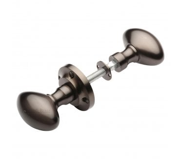 Heritage Brass RIM-V960 Suffolk Oval Rim Knob Set - Matt Bronze