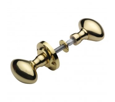 Heritage Brass RIM-V960 Suffolk Oval Rim Knob Set - Polished Brass
