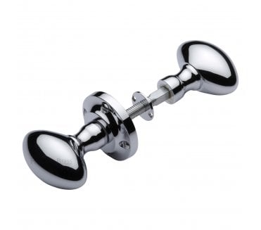 Heritage Brass RIM-V960 Suffolk Oval Rim Knob Set - Polished Chrome