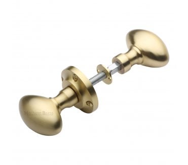 Heritage Brass RIM-V960 Suffolk Oval Rim Knob Set - Satin Brass