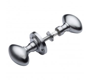 Heritage Brass RIM-V960 Suffolk Oval Rim Knob Set - Satin Chrome