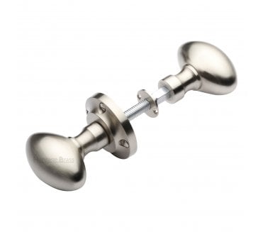 Heritage Brass RIM-V960 Suffolk Oval Rim Knob Set - Satin Nickel