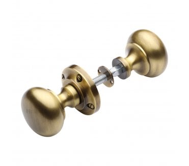 Heritage Brass RIM-V980 Victoria Rim Knob Set - Antique Brass