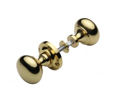 Heritage Brass RIM-V980 Victoria Rim Knob Set - Polished Brass
