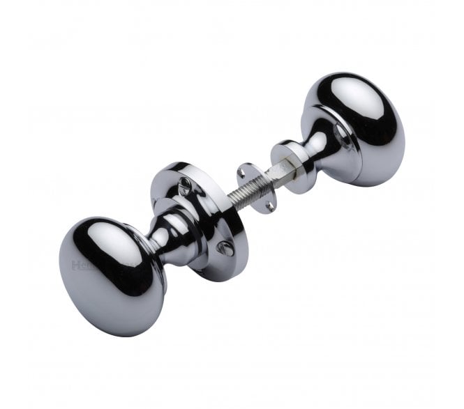 Heritage Brass RIM-V980 Victoria Rim Knob Set - Polished Chrome