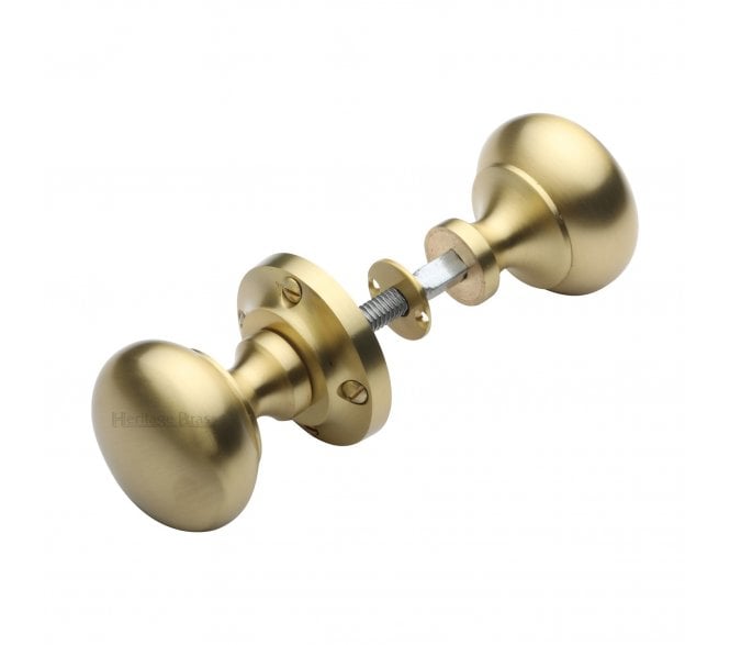 Heritage Brass RIM-V980 Victoria Rim Knob Set - Satin Brass