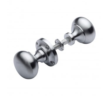 Heritage Brass RIM-V980 Victoria Rim Knob Set - Satin Chrome