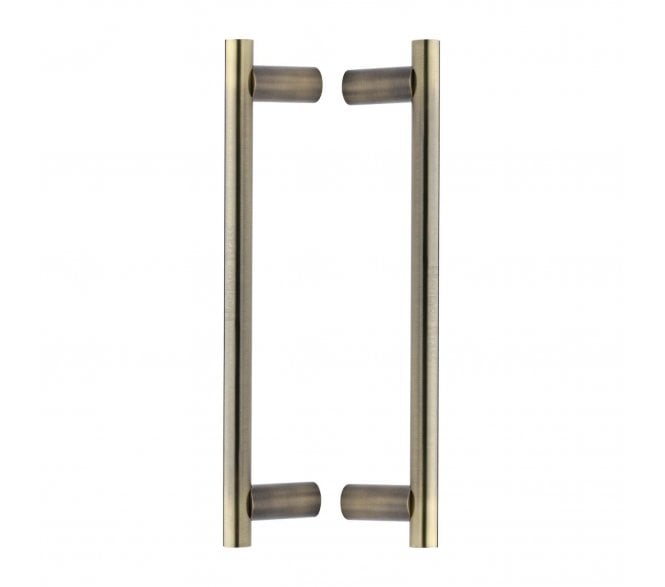 Heritage Brass Round Bar Back to Back Door Pull Handles - Antique Brass