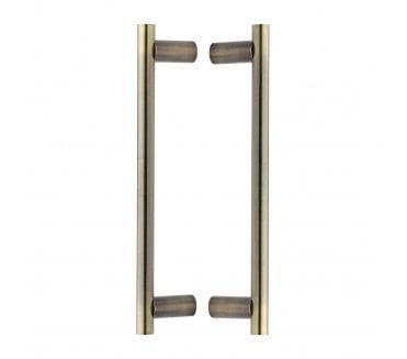 Heritage Brass Round Bar Back to Back Door Pull Handles - Antique Brass