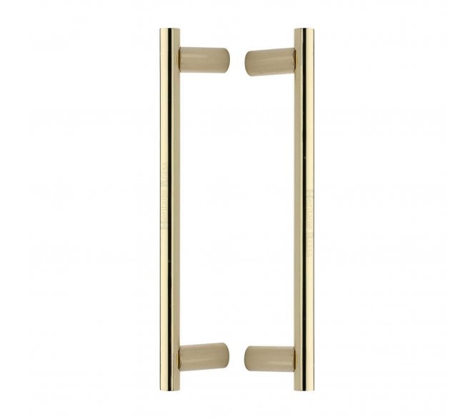 Heritage Brass Round Bar Back to Back Door Pull Handles - Polished Brass