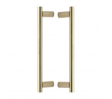 Heritage Brass Round Bar Back to Back Door Pull Handles - Polished Brass