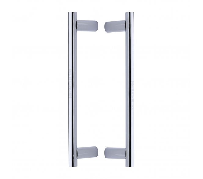 Heritage Brass Round Bar Back to Back Door Pull Handles - Polished Chrome