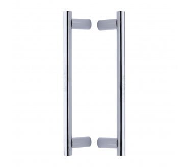Heritage Brass Round Bar Back to Back Door Pull Handles - Polished Chrome
